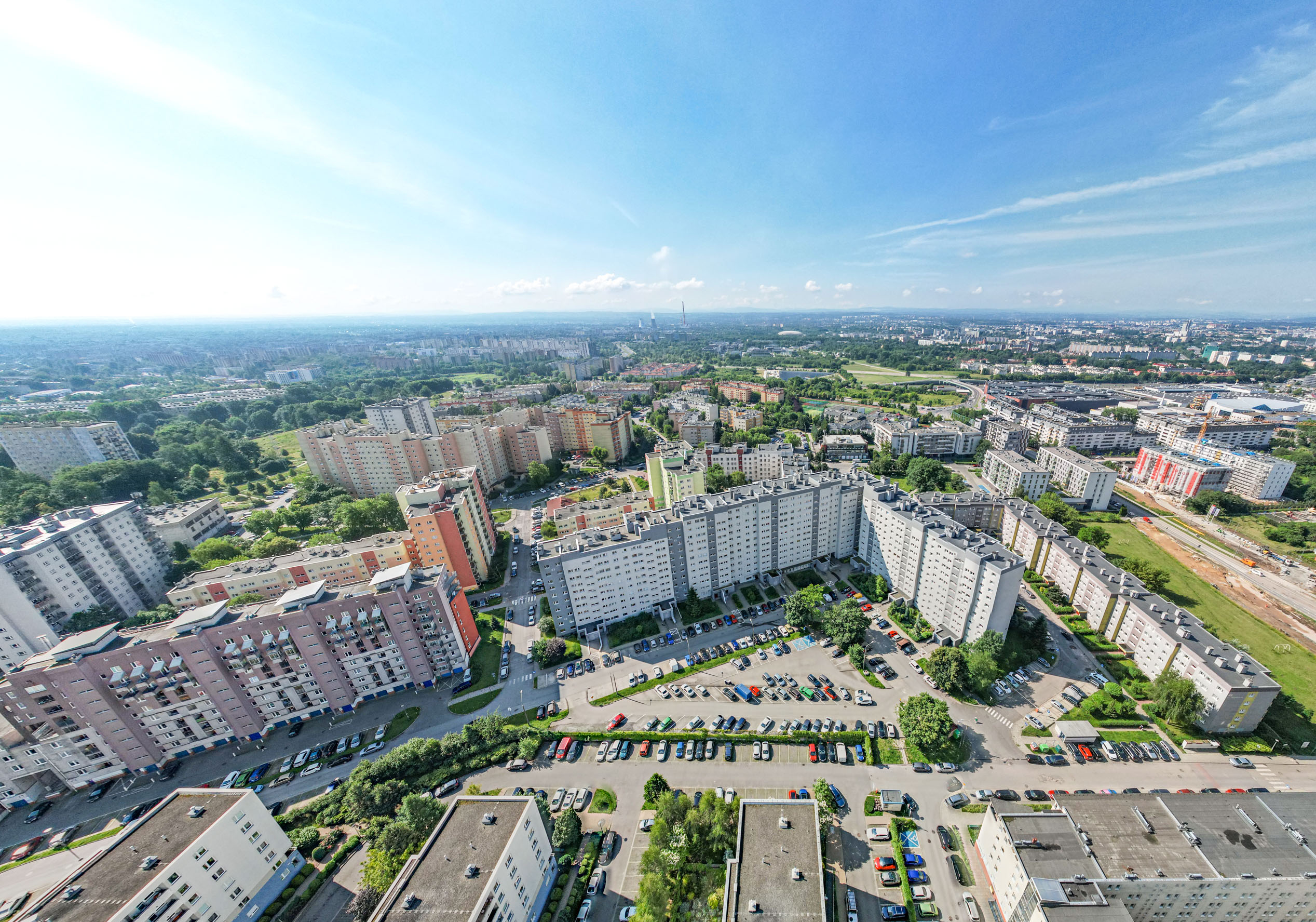Widok lotniczy osiedla Oświecenia w Krakowie